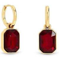 Mood Gold Plated And Red Crystal Drop Earrings