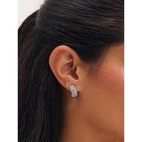 Jon Richard Rhodium Plated Crystal Hoop Clip Earrings
