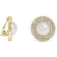 Jon Richard Gold Plated Pearl And Crystal Clip Earrings