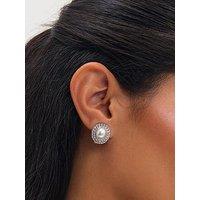 Jon Richard Rhodium Plated Pearl And Crystal Clip Earrings