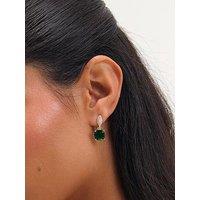 Jon Richard Rhodium Plated Cubic Zirconia Emerald Drop Clip Earrings