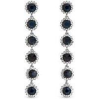 Jon Richard Rhodium Plated Sapphire Linear Drop Earrings