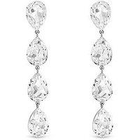 Jon Richard Rhodium Plated Crystal Linear Pear Drop Earrings