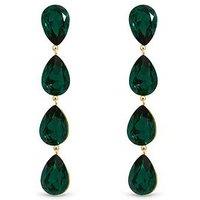 Jon Richard Gold Plated Emerald Linear Pear Drop Earrings