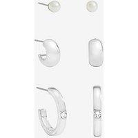 Mood Silver Plated And Crystal Hoops - Pack Of 3