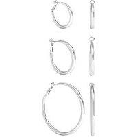 Mood Silver Plated Polished Hoop Multipack
