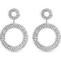 Mood Silver Plated And Crystal Open Circle Statement Earrings