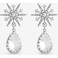 Mood Silver Plated And Crystal Star Drop Earrings