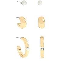 Mood Gold Plated And Crystal Hoops - Pack Of 3