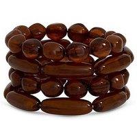 Mood Brown Beaded Multirow Stretch Bracelet - Pack Of 4