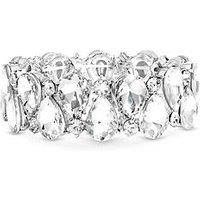 Mood Silver Plated And Crystal Pear Stretch Bracelet