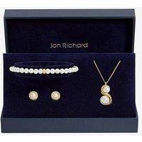 Jon Richard Gold Plated Pearl And Infinity Trio Set - Gift Box