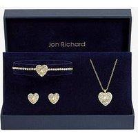 Jon Richard Gold Plated And Crystal Heart Trio Set - Gift Box