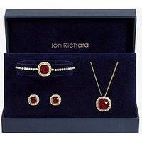 Jon Richard Gold Plated And Garnet Crystal Trio Set - Gift Box