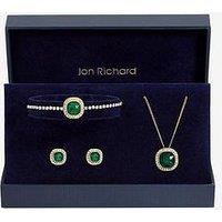 Jon Richard Gold Plated Emerald Crystal Trio Set - Gift Box