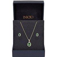 Inicio Gold Emerald Oval Bezel Set - Gift Box