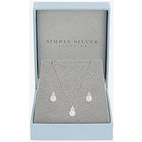 Jon Richard Simply Silver 925 Sterling Silver Freshwater Pearl Set - Gift Box