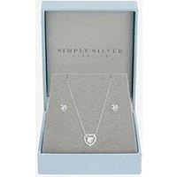 Simply Silver 925 Sterling Silver Halo Heart Set - Gift Box
