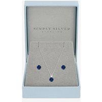 Jon Richard Simply Silver 925 Sterling Silver Sapphire Solitaire Set - Gift Box