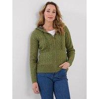Joe Browns Cosy Hooded Cable Knit Zip Through Cardigan