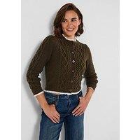 Joe Browns Claudia Woven Trim Cable Knit Cardigan