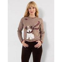 Joe Browns Cooper Embroidered Fluffy Dog Jumper