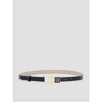 Hugo Womens Slim Logo Plaque Buckle Adjustable Belt - Black