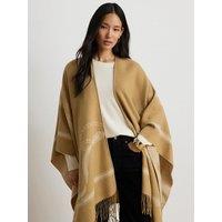 Lauren By Ralph Lauren Womens Strap Print Fringed Poncho - Yellow