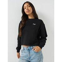 Hugo Women'S Relaxed Fit Script Logo Cotton Sweatshirt - Black
