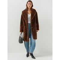 Hugo Womens Midlength Teddy Coat - Brown
