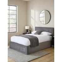 Gfw Remy Velvet Ottoman Bed King Grey With Bonnel Mattress - Bed Frame Only