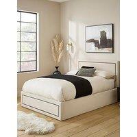 Gfw Cloe Velvet Ottoman Bed King Natural And Black Piping With Bonnel Mattress - Bed Frame Only