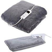 Carmen Rechargeable Hot Water Bottle & Luxury Electric Heated Flow With Over Blanket, Grey