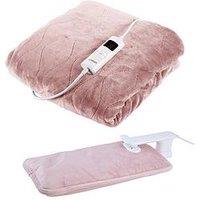 Carmen Rechargeable Hot Water Bottle & Luxury Electric Heated Flow With Over Blanket, Pink