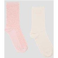 Hugo Womens 2 Pack Leopard Logo Crew Socks - Pink