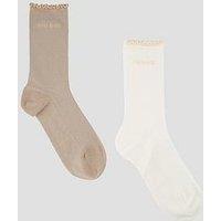 Hugo Womens Ribbed Lettuce-Edge Soft Stretch Socks 2 Pack - Brown
