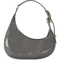 Dune London Disarming Croc Embossed Leather Shoulder Bag - Grey