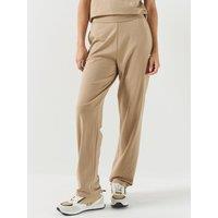 Hugo Womens Signature Elasticated Waist Straight Leg Trousers - Brown
