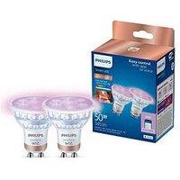 Philips Smart Led Rgb Gu10 Glass Bulb - 50W, Twin Pack