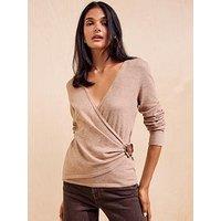 Friends Like These Hardware Detail Wrap Knit Jumper - Beige