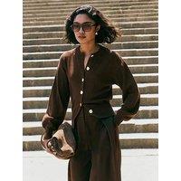 Friends Like These Structured Balloon Sleeve Cardigan - Brown