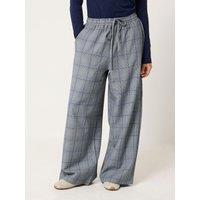 Long Tall Sally Petite Check Pull On Wide Leg Trouser - Grey