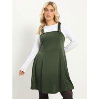 Yours Curve Pinafore Dress - Green