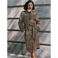Friends Like These Brown Check Print Maxi Length Belted Coat