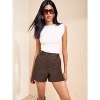 Friends Like These Chocolate Brown Dogtooth Check Shorts