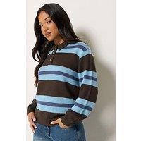 Pixiegirl Petite Stripe Polo Jumper - Brown/Blue