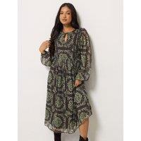Pixiegirl Womens Petite Tie Neck Tiered Midi Dress - Brown