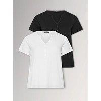 Yours Curve 2 Pack Short Sleeve Henley Button T-Shirt