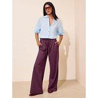 Friends Like These Purple Pinstripe Elasticated Waist Wide Leg Trousers