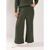 Yours Curve Wide Leg Trouser - Green
